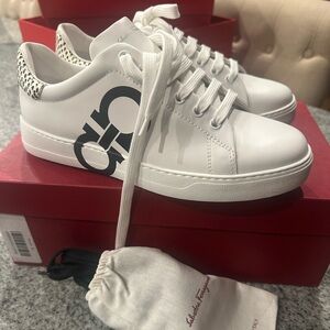 Salvatore Ferragamo White Sneakers with Black Accents